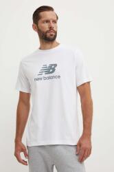 New Balance pamut póló Essentials Cotton fehér, férfi, nyomott mintás, MT41502WT - fehér S