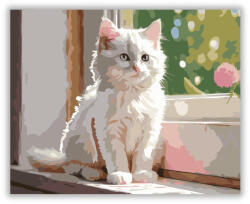  Fehér Kiscica Ablakpárkányon - számfestő készlet