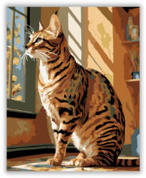  Bengáli Macska a Napsütésben - számfestő készlet