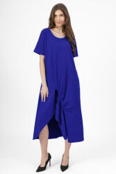 Pierino Rochie lunga A-line albastra, din tricot de bumbac cu siret la poale S/M
