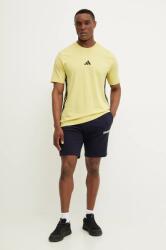 Adidas pamut póló Essentials sárga, férfi, nyomott mintás, JE6387 - sárga XL