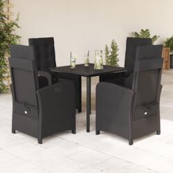 vidaXL Set mobilier de grădină cu perne, 5 piese, negru, poliratan (3212322)