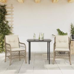vidaXL Set bistro cu perne, 3 piese, bej, poliratan (3212138)