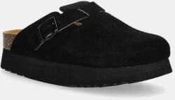 Scholl papucs velúrból JUSTINE fekete, női, platformos, F315781004 - fekete Női 37