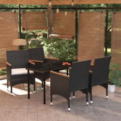 vidaXL Set mobilier de grădină, cu perne, 5 piese, negru (3099331)