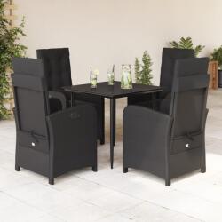vidaXL Set mobilier de grădină cu perne, 5 piese, negru, poliratan (3212312)