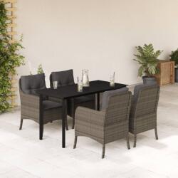 vidaXL Set mobilier de grădină cu perne, 5 piese, gri, poliratan (3211957)