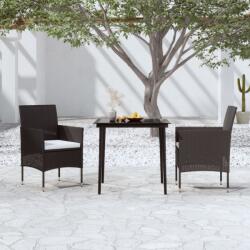 vidaXL Set mobilier de grădină, cu perne, 3 piese, negru (3099305) - comfy