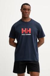 Helly Hansen pamut póló HH LOGO sötétkék, férfi, nyomott mintás, 54596 - sötétkék M
