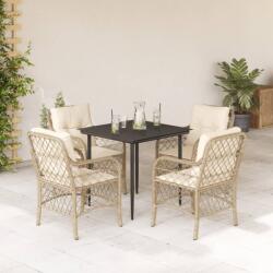 vidaXL Set mobilier de grădină cu perne, 5 piese, bej, poliratan (3212139)