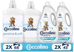 Coccolino Sensitive Mosószer és öblítő, 6, 84 l (222 adag)