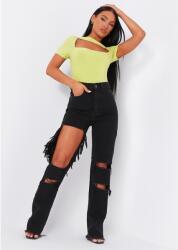 Missy Empire Дънки Missy Empire High Waisted Cut Out Ripped Denim Jeans - Black