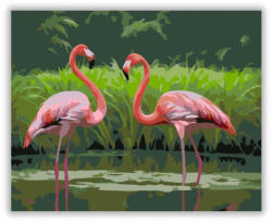  Flamingó Pár a Zöldellő Mocsárban - számfestő készlet