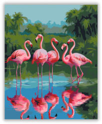  Rózsaszín Flamingók a Sekély Lagúnában - számfestő készlet