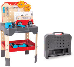 Hape Jucarie din lemn - Banc de lucru pentru service si reparatii auto 71 piese (E3036A) Set bricolaj copii
