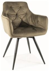 Scaun MANGO, verde maslin/negru, stofa catifelata/metal, 57x45x83 cm (CJMANGOVCOL)