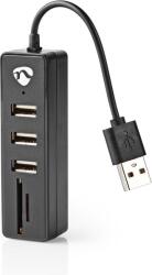 Nedis UHUBCU2320BK 2.0 USB HUB + SD / micro SD memóriakártya olvasó (UHUBCU2320BK) - hyperoutlet