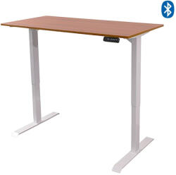 Állítható magasságú asztal Elektromosan állítható magasságú, Bluetooth PREMIUM, 3 memóriás USB-s vezérlő - Fehér íróasztal választható méretű és színű asztallappal