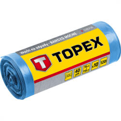 TOPEX Szemetesszák 120 l, kék, 10 db/tekercs, nagyon erős, méretek: 70x110 cm, vastagság: 40 mic, LDPE fólia (TOPEX-23B258)