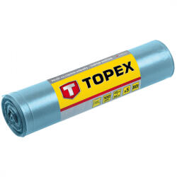 TOPEX Szemetesszák 80 l, Nagy teherbírású, kék, 5 db/tekercs, méretek: 60x90 cm, vastagság: 100 mic, LDPE fólia (TOPEX-23B257)