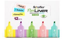 FlexOffice Szövegkiemelõ készlet, 1-5 mm, FLEXOFFICE "Flexliner", vegyes pasztell színek (12 db) (FOHL00912)