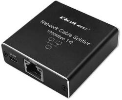Qoltec Splitter mini SWITCH 1x2 port RJ45 | 1000Mbps | USB-C | Alumínium (52249)