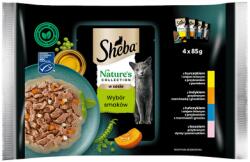 Sheba Nature’s Collection Flavour Selection 4x85 g nedves teljes értékű eledel felnőtt macskáknak mártással, csirke, pulyka, tonhal, lazac darabokkal