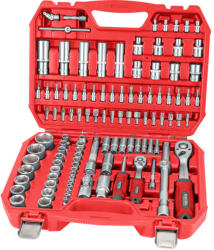 Extol 8818338 Premium dugókulcs klt. , CV. , racsnis 45fog ; 1/4" és 1/2", 110db, 4-32mm, 32db bit(lapos, kereszt, imbusz, torx), gyertyakulcs (8818338)