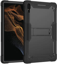 Techsuit - Strapabíró TabShell + Képernyővédő - Samsung Galaxy Tab S8 Ultra / S9 Ultra / S10 Ultra - Fekete tok