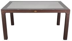 Iris GF-220BR ECO barna műanyag kerti asztal rattan üveglappal 90x150cm (GF-220BR) - officedepot