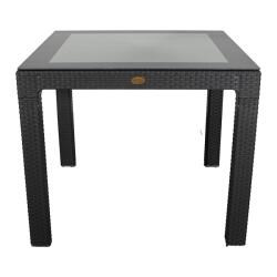 Iris GF-820A ORIGINAL antracit műanyag kerti asztal rattan üveglappal 90x90cm (GF-820A) - officedepot