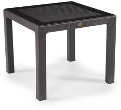 Iris GF-820BR ORIGINAL barna műanyag kerti asztal rattan üveglappal 90x90cm (GF-820BR) - officedepot