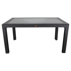 Iris GF-220A ECO antracit műanyag kerti asztal rattan üveglappal 90x150cm (GF-220A) - officedepot