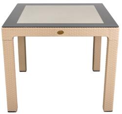 Iris GF-820C ORIGINAL CAPPUCCINO műanyag kerti asztal rattan üveglappal 90x90cm (GF-820C)