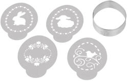 Dr. Oetker Set ustensile decorative biscuiti pentru Paste Dr. Oetker 1879, 5 piese, 4 decoratii, 1 matrita, Otel inoxidabil, Argint (1879)