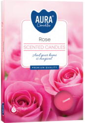 AURA 6 бр. чаени свещи aura с аромат на роза (p15-78)