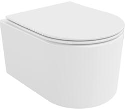 Mexen Sofia, falra szerelhető wc csésze 490x360x355 mm, Perem nélküli Tornádo + duroplast wc ülőke, fehér fényes, 30540400 (30540400)