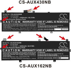 Cameron Sino C31N1620(3ICP5/70/81) Laptop akkumulátor 4200 mAh (C31N1620(3ICP5/70/81)) - notebook-alkatresz - 16 128 Ft