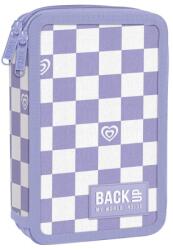 DERFORM BackUp kétrekeszes, emeletes tolltartó, felszereléssel, lila pepita