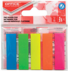 Office Products Öntapadós oldaljelölő, PP, Office Products, 12 x 45 mm, 5 x 25 címke