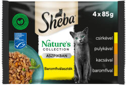 Sheba Nature's Collection Baromfiválaszték Aszpikban Alutasakos macskaeledel 4x85g - krizsopet