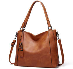 Dollcini Large Faux Leather Bag - Elegáns fekete női válltáska munkához és mindennapi használatra, Több színben - Barna (546242)