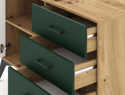  Komód 2 ajtós Artisan tölgy / zöld színkombinációban - LUGO LU02 (wipPULUKO20DACZCC5020)
