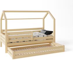 Házikó ágy prémium fiókkal ágy méret: 100 x 200 cm, fiók, lábak: lábakkal és fiókkal, Leesésgátlók: mindkettő