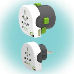 Q2 power Q2POWER 2.100130 utazóadapter, Qdapter 360 USB, két készülék a szettben: Qdapter (USB aljzattal) és World to Europe (2.100130)
