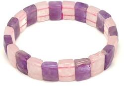 R. M. ékszer Ametiszt Rózsakvarc faz. téglalap karkötő 13x9mm (059980)