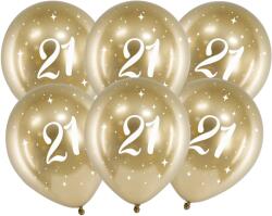 PartyDeco Latex léggömbök 30 cm 21-es szám, arany, 6 db