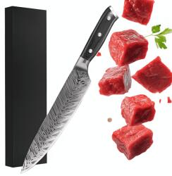 köken Cutitul bucatarului profesional - Full Tang, Lama Ascutita din Otel inoxidabil 21 cm, model Damasc Koken, Duritatea ridicata 57±HRC, Taiere precisa pentru carne, legume si fructe, Rezistent la coroziu