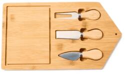 köken Platou servire cascaval Koken, Set de 3 tacamuri, bambus/otel inoxidabil, Lemn Tava