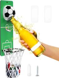 köken Desfăcător de Sticle cu Colector de Capace Koken, - Decor și Cadou Perfect pentru Suporteri, Bărbați, Fotbal și Sport, 20x8 cm, 3 Moduri de Instalare, Otel/Verde